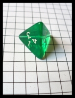 Dice : Dice - 4D - Rounded Clear Light Green and White Numbers